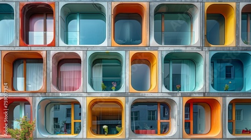 Multicolored Building With Windows and Balconies