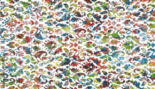 Carpet and Fabric print design with grunge and distressed texture repeat pattern  