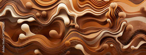 A brown and white swirl with many dots and lines