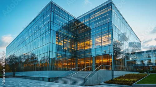 Modern Glass Building With Stairs