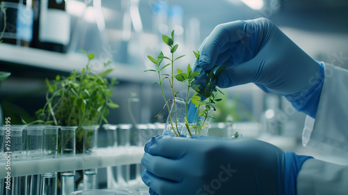 An up-close image of a scientist's gloved hands delicately handling delicate plant specimens in a sterile laboratory environment, highlighting the precision required in pharmaceutical research. 8K