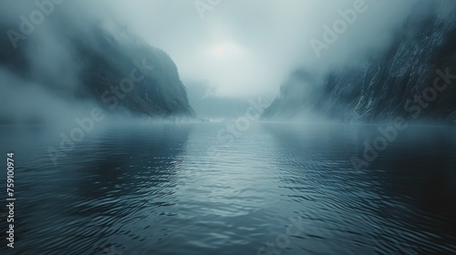 Misty Lake Surrounded by Trees