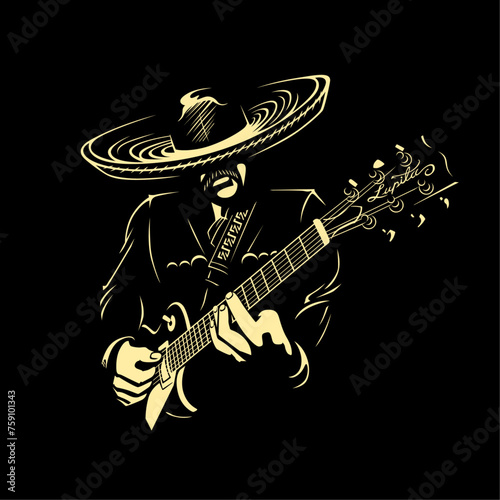 Silhouette of a mariachi from Mexico