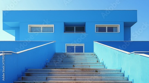 Blue and White House With Blue Door