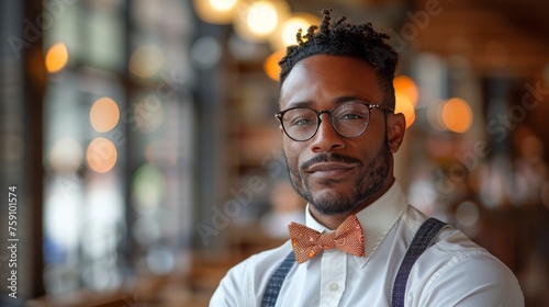 Man Wearing Glasses and Bow Tie