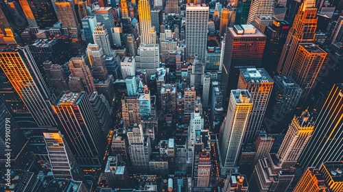 Aerial View of City at Night