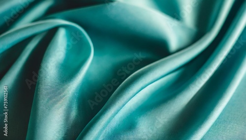 elegant blue green background silk satin with soft wavy folds banner content