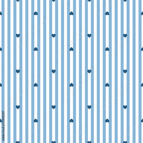 Blue hearts and stripes seamless pattern