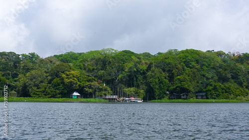 View of Lake of Catemaco, Veracruz, Mexico, in the Tuxtlas region of Veracruz, Mexico. photo