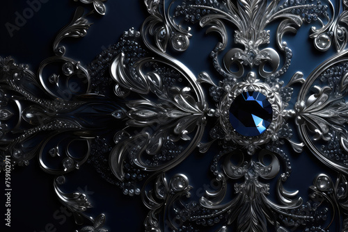 Exquisite Sapphire and Silver Background Wallpaper Design