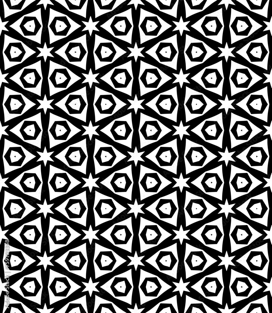 Black and white seamless abstract pattern. Background and backdrop. Grayscale ornamental design.