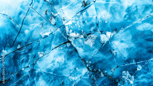 Abstract close-up of the intricate patterns in blue glacier ice