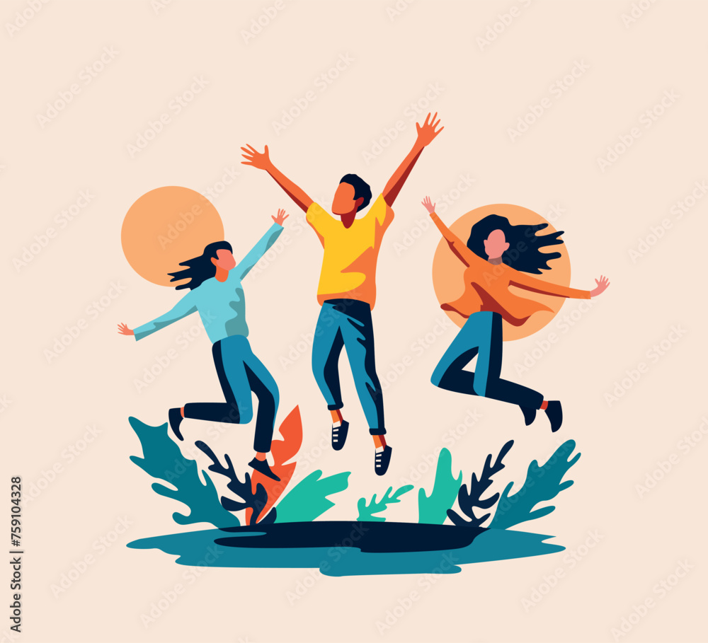 Obraz premium victory of youth flat character illustration