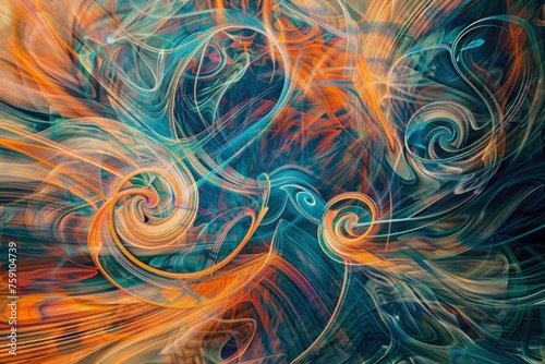A colorful abstract painting with swirls and patterns