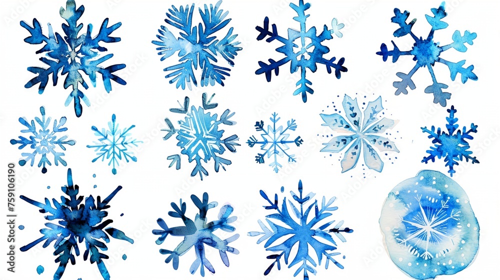 a bunch of snowflakes blue colors on a white background a bunch of snowflakes blue colors on a white background