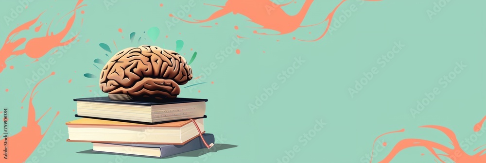 a brain on top of a stack of books a brain on top of a stack of books