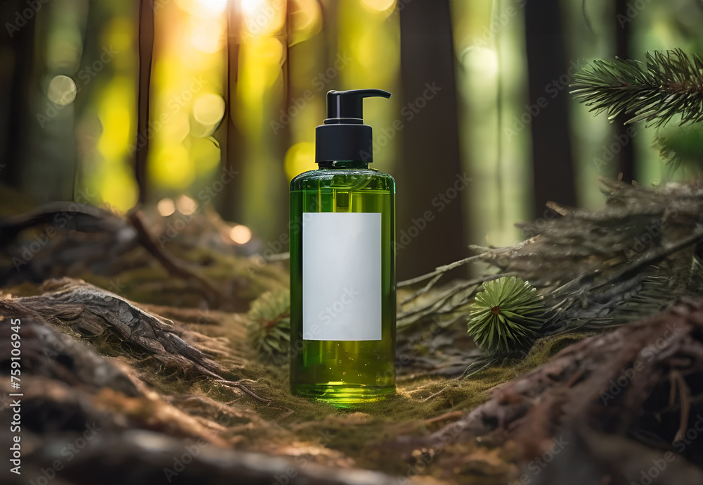 green spray bottle in the woods green spray bottle in the woods