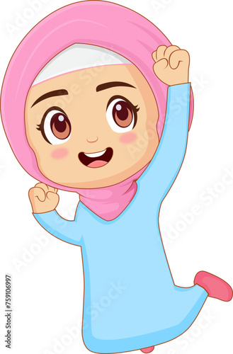 Muslim girl happy celebrate