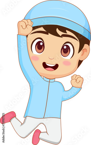 Muslim boy happy celebrate