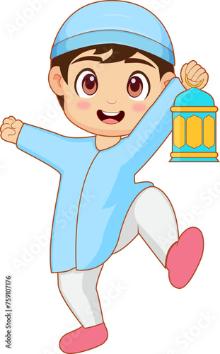 Muslim boy with lantern