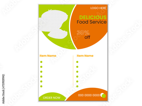  Healthy Meal Fast food Restaurant menu design vector template in A4 size .flyer realistic poster print template design.