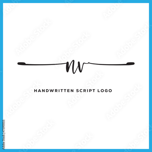 NV  initials Handwriting signature logo. NV  Hand drawn Calligraphy lettering Vector. NV letter real estate, beauty, photography letter logo design.