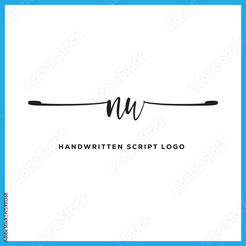 NU  initials Handwriting signature logo. NU  Hand drawn Calligraphy lettering Vector. NU letter real estate, beauty, photography letter logo design.