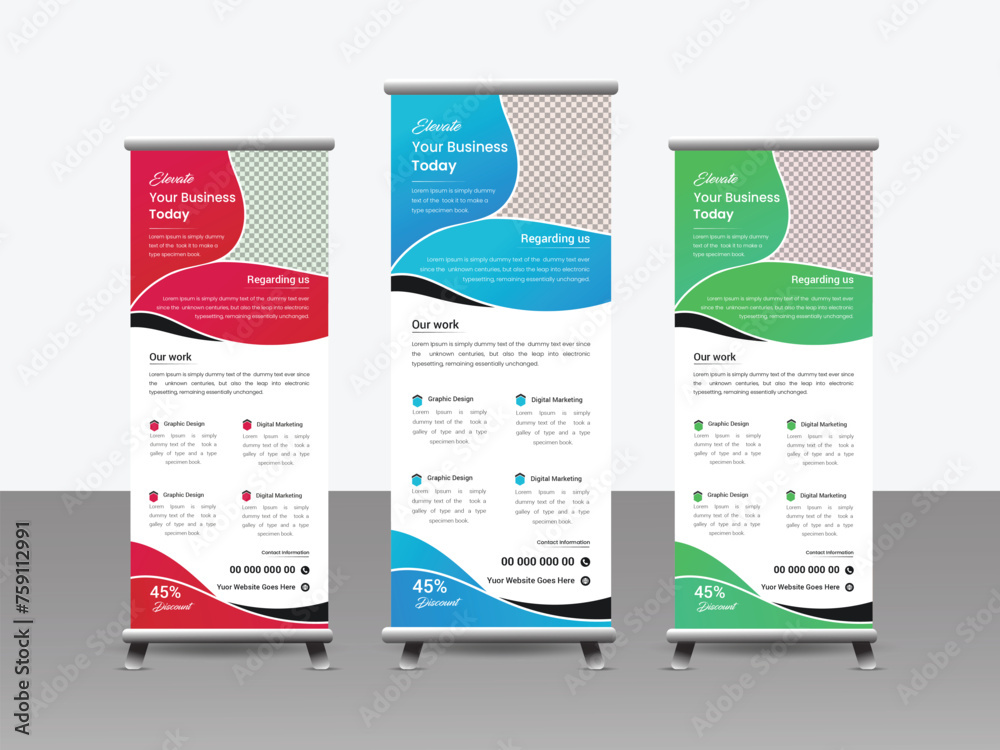 Vecteur Stock Creative corporate roll up banner design in Variations ...