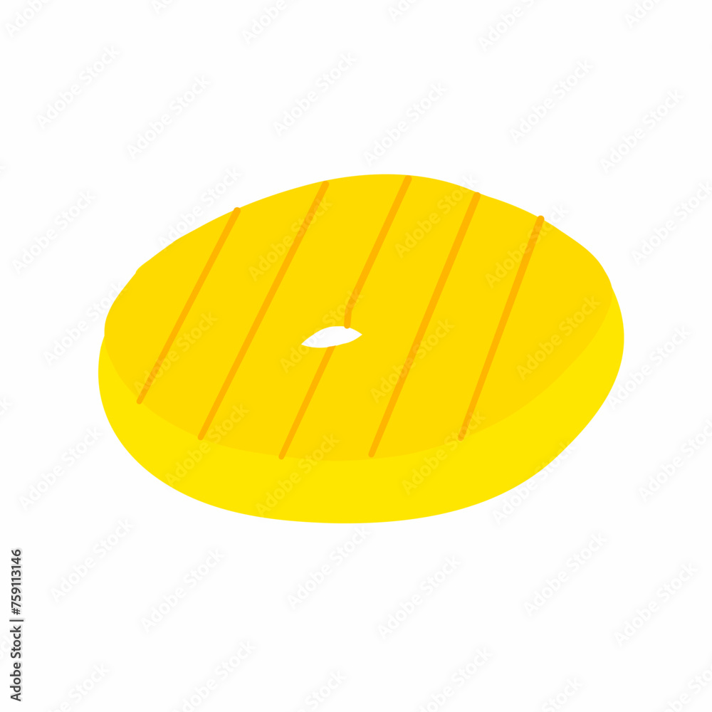 Pineapple ring slice toasted fruit. Vector illustration in cartoon flat style isolated on white background. For menu, logo, ingredients, dish composition, burger shop, restaurant, poster. Pineapple ring slice toasted fruit. Vector illustration in cartoon flat style isolated on white background. For menu, logo, ingredients, dish composition, burger shop, restaurant, poster.