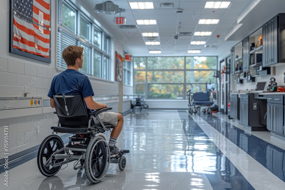 Obraz premium In a state-of-the-art rehabilitation center, a determined individual works on mobility exercises under expert guidance.