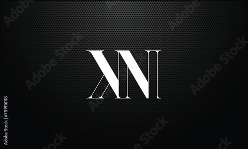 Alphabet Letters KN, NK,  Initials Logo Monogram