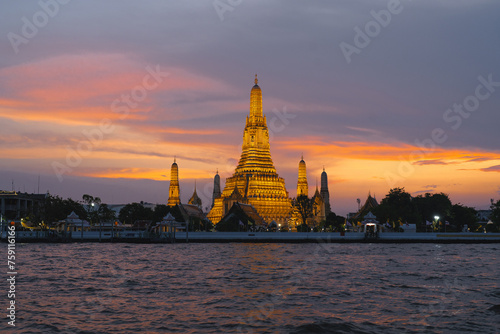 Wat Arun temple in Bangkok at night 
