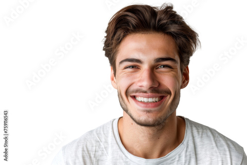 Studio portrait of a handsome young white Americana man with a beautiful smile wearing casual outfits looking at camera, isolated on transparent png background.