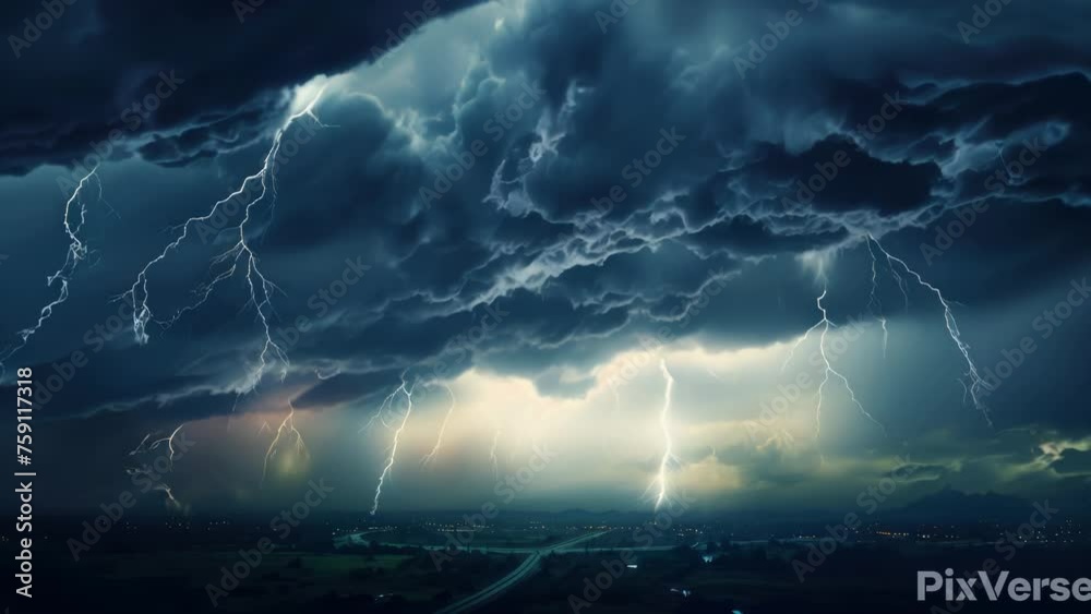 A large cloud filled with lightning, perfect for weather or natural disaster concepts. A large cloud filled with lightning, perfect for weather or natural disaster concepts.