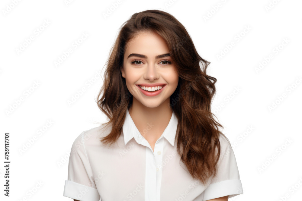 Studio portrait of a beautiful young woman with an attractive smile wearing casual outfits looking at camera, isolated on transparent png background. Studio portrait of a beautiful young woman with an attractive smile wearing casual outfits looking at camera, isolated on transparent png background.