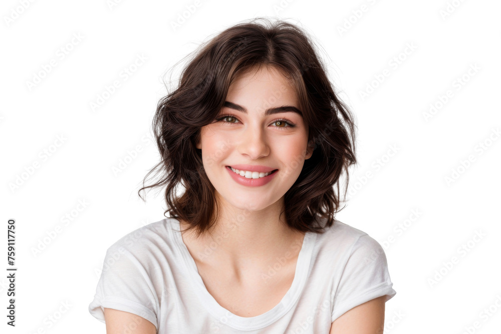 Studio portrait of a beautiful young woman with an attractive smile wearing casual outfits looking at camera, isolated on transparent png background. Studio portrait of a beautiful young woman with an attractive smile wearing casual outfits looking at camera, isolated on transparent png background.