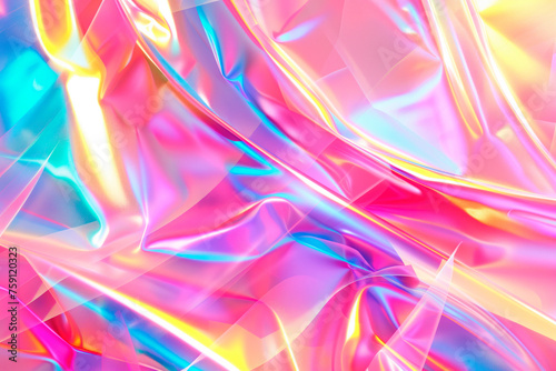 abstract background Y2K retro style, bright, neon colors, holographic, reflective and glitter effects