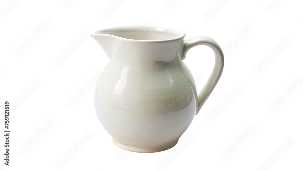 Empty White ceramic jug isolated on transparent background.