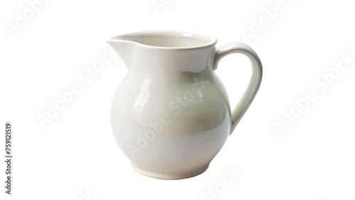 Empty White ceramic jug isolated on transparent background.