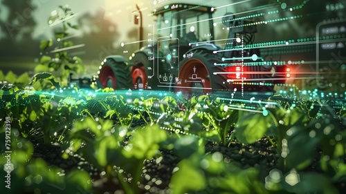 enhancing efficiency in futuristic agriculture through AI data analysis icons. sowing crops using artificial intelligence. digitized eco friendly and sustainable harvesting concepts