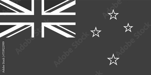 New Zealand flag original black and white