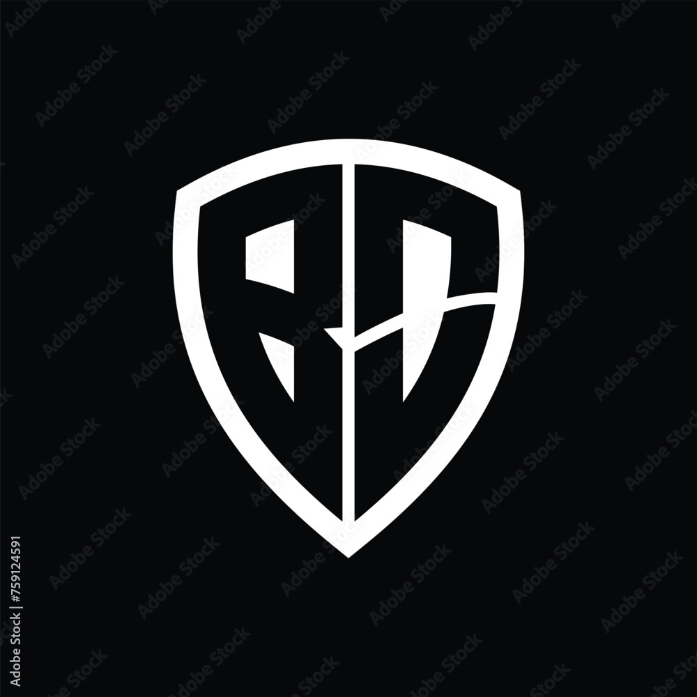 BO monogram logo with bold letters shield shape with black and white color design BO monogram logo with bold letters shield shape with black and white color design