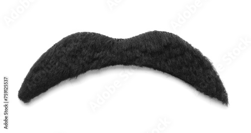 One funny fake mustache isolated on white, top view