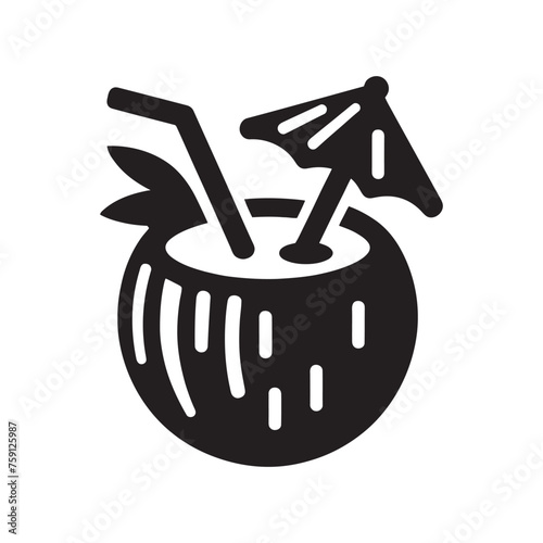 Coconut cocktail. cocktail vector icon. Coconut cocktail.