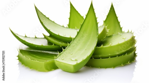 Close-up view of sliced aloe vera leaf with juice