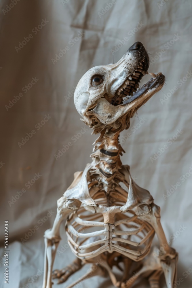 dog skeleton, academic study, vintage
