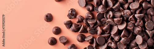 chocolat chips ready for baking on orange background