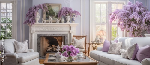 Charming lilac accents enhance the warmth of a beloved home.