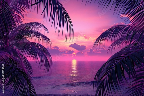 Palm trees framed by purple and pink shades of sunset create an incredible sight © Ammar