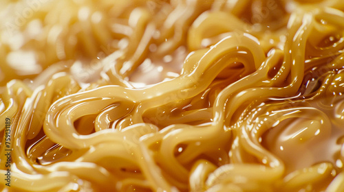 Close-up on the intricate details of tasty ramen noodles  capturing the essence of comfort in every strand